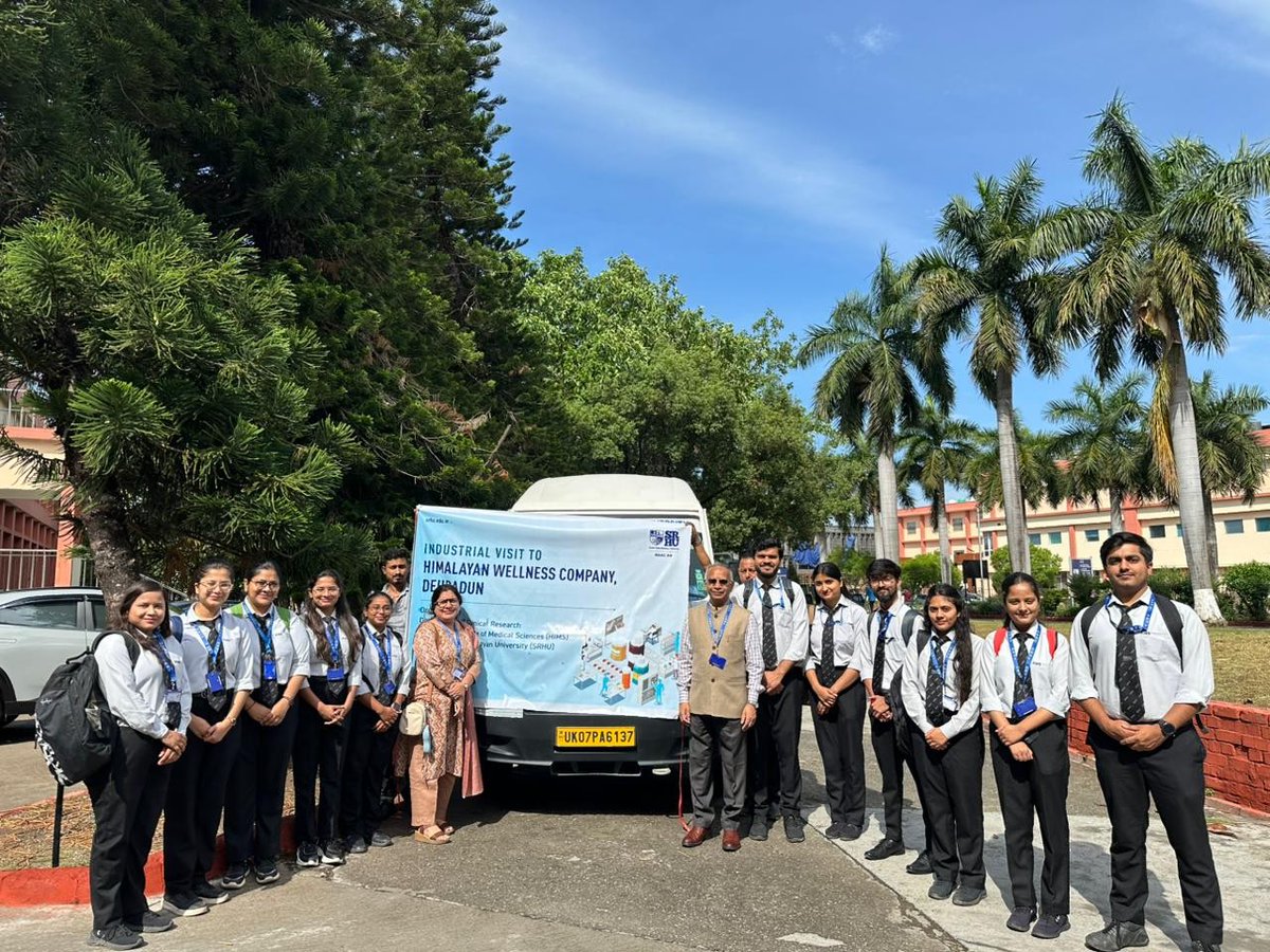 SRHUniversity's tweet photo. Clinical Research students from HIMS, SRHU visited Himalaya Drug Company, Dehradun for hands-on industry exposure to GMP, GLP, QA, QC &amp; regulatory practices. An interaction with Dr. S. Farooq added insights on pharma trends &amp; careers. #SRHU #Lifekacompass https://t.co/3mjfHiVVkx