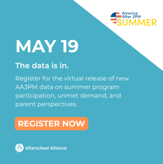 WallaceFdn's tweet photo. On May 19, @afterschool4all will unveil new #AA3PM data on summer program participation, unmet demand, and parent perspectives. Sign up now to claim your spot for the official release: https://t.co/b2HAp74zhl https://t.co/bObnVg5ejn