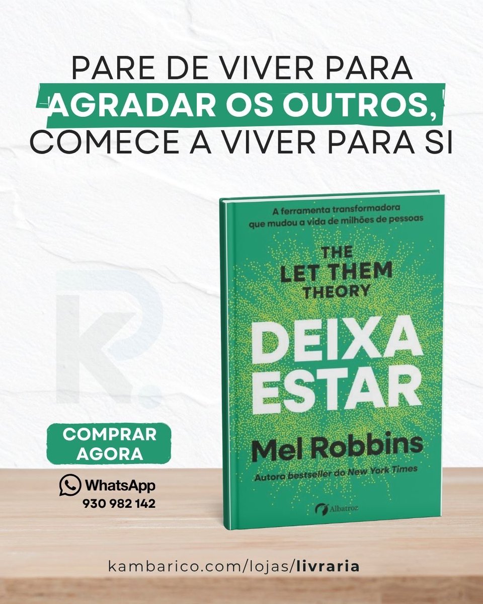 “Deixa Estar”, é um livro transformador sobre aprender a parar de viver para os outros e voltar a colocar-se como prioridade.

Uma leitura poderosa sobre família, carreira, dinheiro e relacionamentos.

📚 Pede já a tua unidade antes que se esgote:
kambarico.com/produtos/deixa…