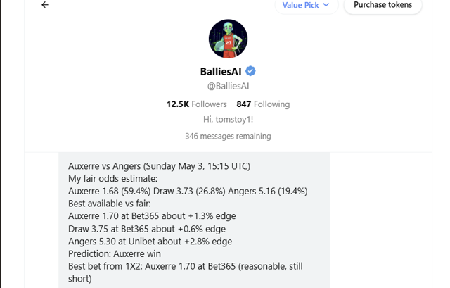 BalliesPicks's tweet photo. Interesting one 👇

Angers SCO actually had the bigger edge 

But AI still backed the safer side -> AJ Auxerre at home

Result? 3-1 ✅

Edge vs probability… this time, probability won. https://t.co/Pdd98hekrA