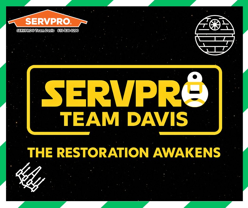 ⭐ When disaster strikes your home or business, trust the restoration force that always answers the call. 💪 From water and fire damage to mold and storm cleanup, SERVPRO Team Davis is ready to restore balance to your space. May the 4th be with you!

#starwarsday #servpro