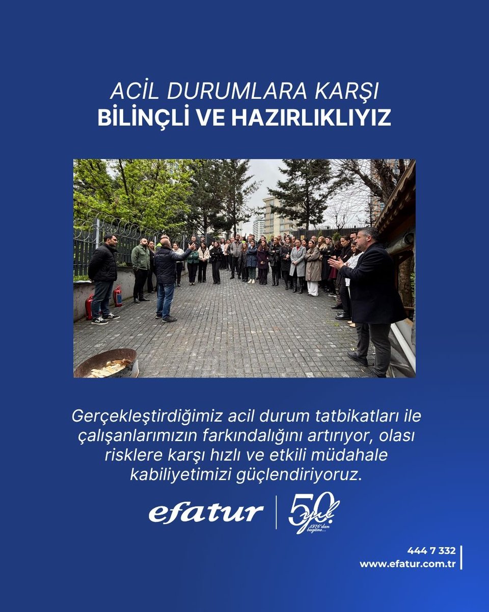 efatur's tweet photo. Gerçekleştirdiğimiz acil durum tatbikatları ile çalışanlarımızın farkındalığını artırıyor, olası risklere karşı hızlı ve etkili müdahale kabiliyetimizi güçlendiriyoruz. 🧯#efaturizm #acildurumtatbikatı #yangıntatbikatı https://t.co/D8CPxEdkKj