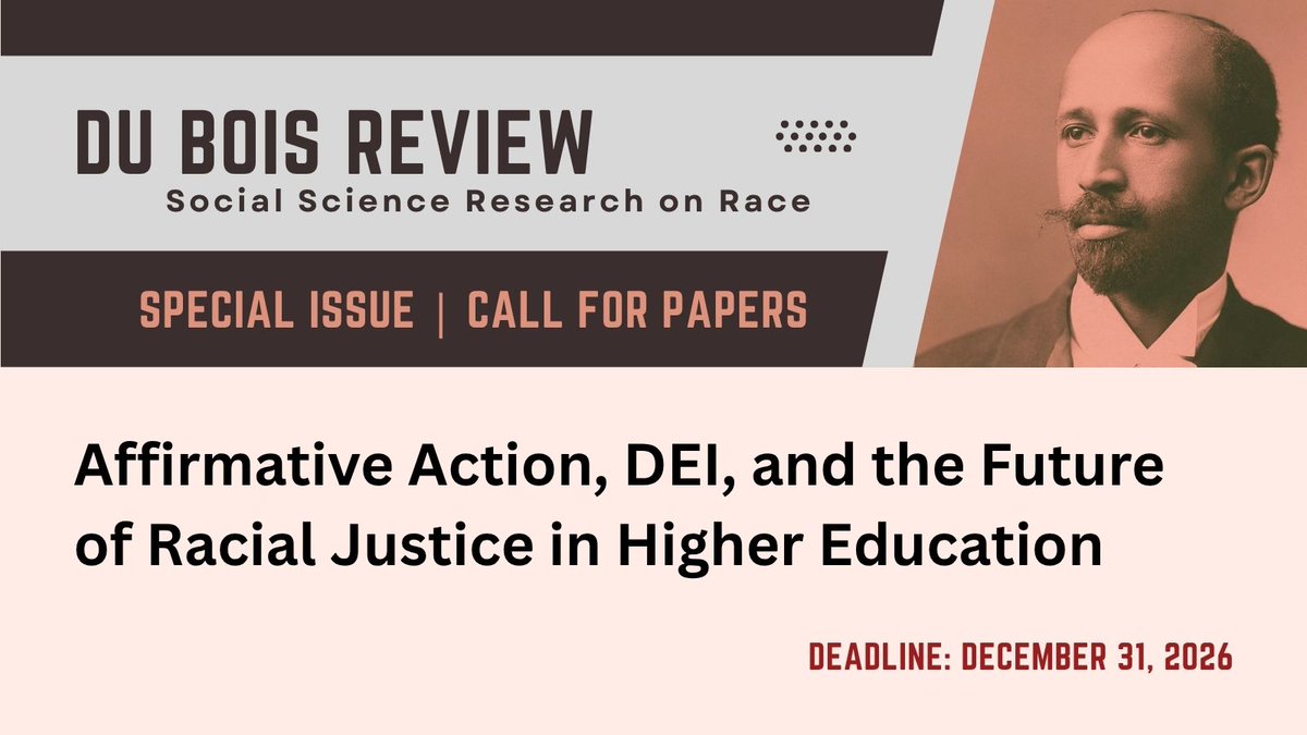 DuBoisReview's tweet photo. Call for Papers: https://t.co/RyUBZ5O0gT
Deadline: December 31, 2026

@InequalityHKS @harvardalari @PUPolitics @stnfrdpolitics @umichpolisci @BrownUPoliSci @RicePoliSci @Columbia_PolSci @MITPoliSci @PoliSciatNU @Georgetown @polisciucla @UNCSouth @GPS_UCSD @Politics_Oxford https://t.co/np0TWjD5XZ