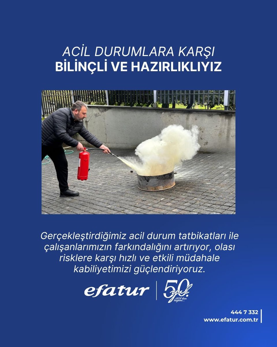 efatur's tweet photo. Gerçekleştirdiğimiz acil durum tatbikatları ile çalışanlarımızın farkındalığını artırıyor, olası risklere karşı hızlı ve etkili müdahale kabiliyetimizi güçlendiriyoruz. 🧯#efaturizm #acildurumtatbikatı #yangıntatbikatı https://t.co/D8CPxEdkKj