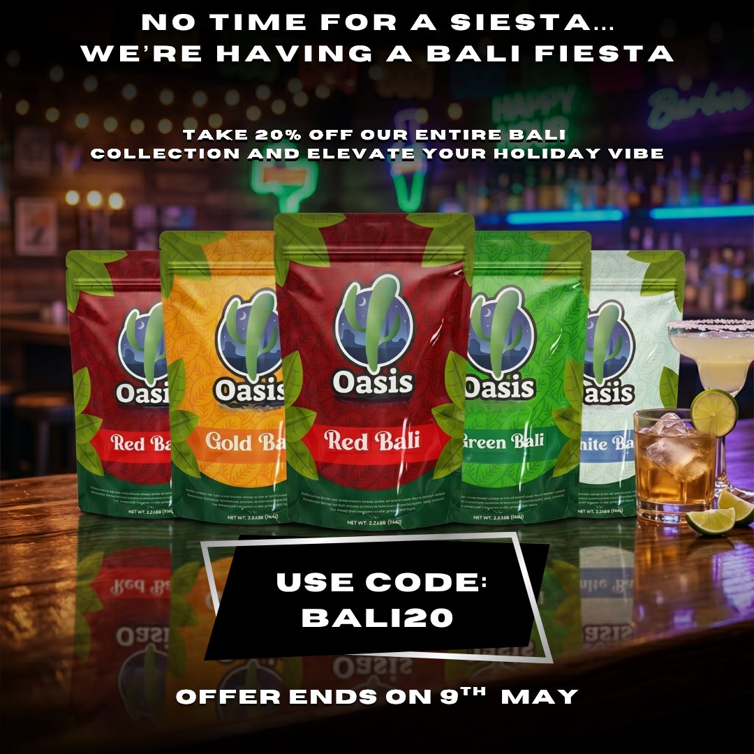 OasisKratom's tweet photo. Drop it like it’s hot! Our Bali Flash Sale just hit. 🔥

Enjoy 20% OFF our entire Bali collection 🤩

👉 Use code: BALI20

⏰ Offer ends May 9th!

Stock up now and keep those good vibes rolling! 🥳

#CincoDeMayo #FiestaTime #HolidayDeals #FlashSale https://t.co/fxvAwj1O29