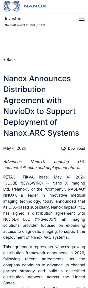 hans05611's tweet photo. Nanox continues to expand its U.S. distribution network.
$nnox $ai
Nanox Announces Distribution Agreement with NuvioDx to Support Deployment of Nanox.ARC Systems
https://t.co/c6BiYqXX5k https://t.co/KKpazlAOnV