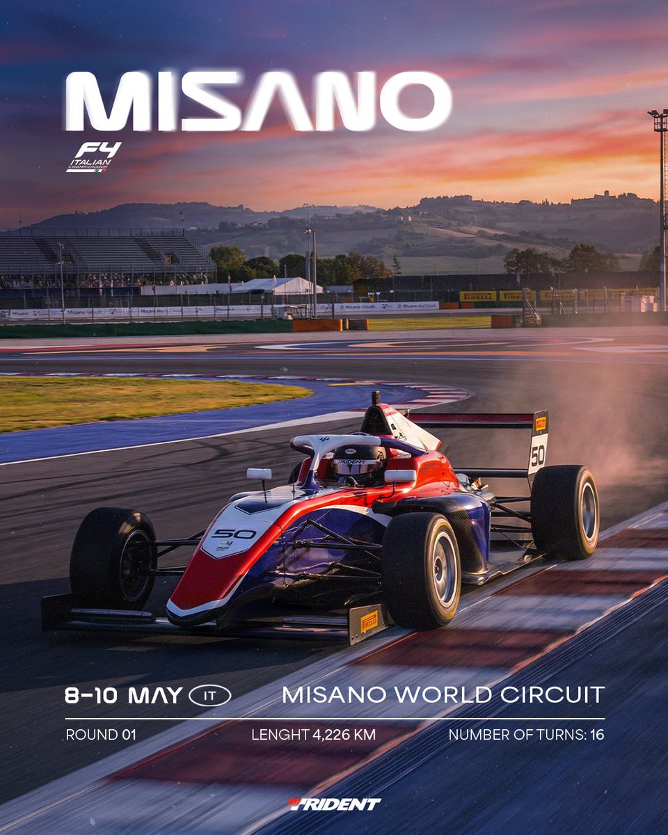 trident_team's tweet image. Misano sets the stage for our debut in the Italian F4 Championship - E4 Championship our very first race in this category: new challenges ahead, the same determination, and a huge drive to push from the very first lap 🔱💥

#Trident #TridentTeam #TridentMotorsport #F4