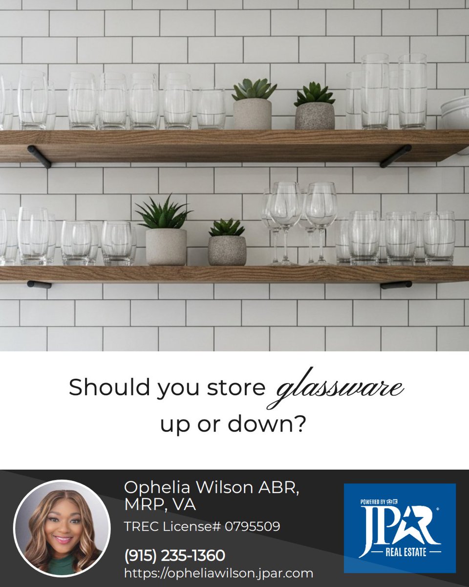 Phelia101's tweet image. This a hot topic amongst many families, so let's get your vote. Do you store your glasses with the rim up or down? 

#glassware #kitchen #storage #houserules #glasses #elpaso #elpasorealtor #texasrealtor #houstonrealtor #militaryrelocationprofessional #pcsspecialist
