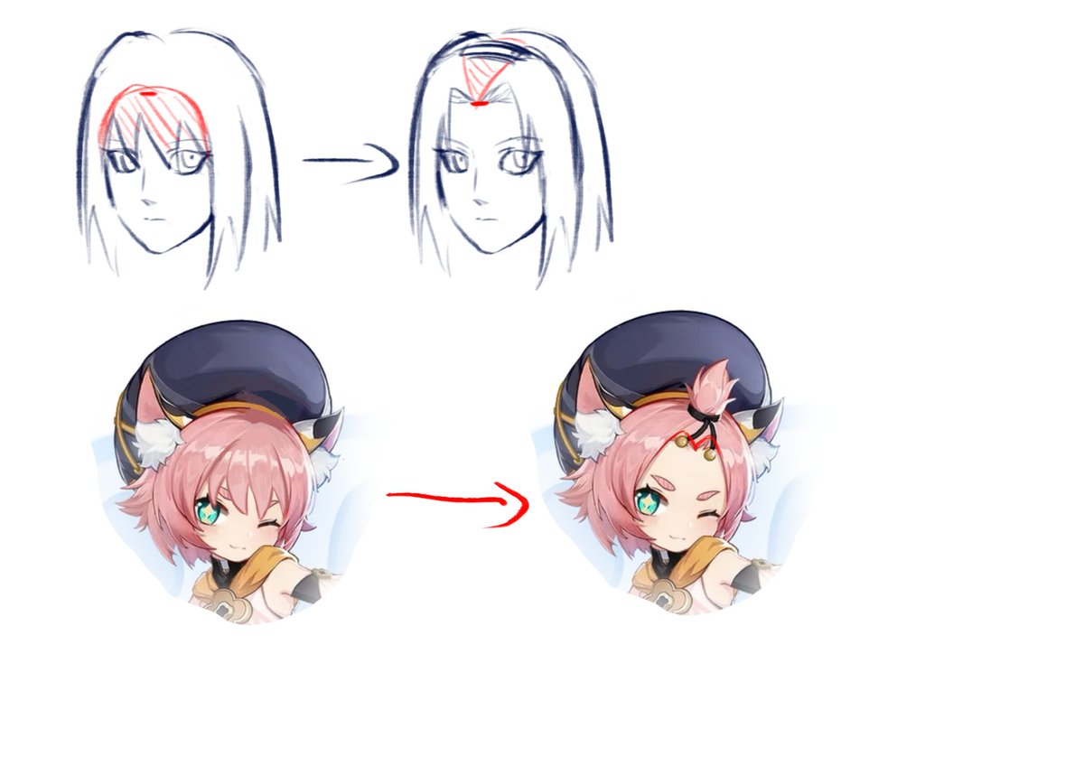 VIK_cyan's tweet photo. basically where sakura's bangs goes
(btw,I use diona as an example,cute girl) https://t.co/GPlHYAt2Rk