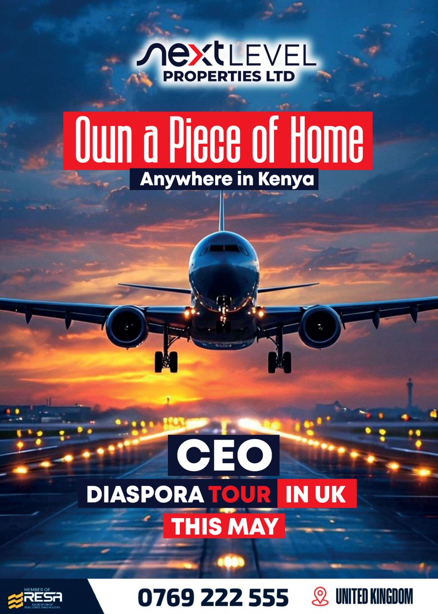 NLPKenya2025's tweet image. Own a Piece of Home From Anywhere ✈️

We are bringing Kenya closer to you. Meet our CEO in the UK this May and secure your land the smart way.

📍 Prime locations across Kenya
📄 Ready title deeds
🤝 Trusted, transparent process

Invest back home with confidence

📞 0769 222 555
