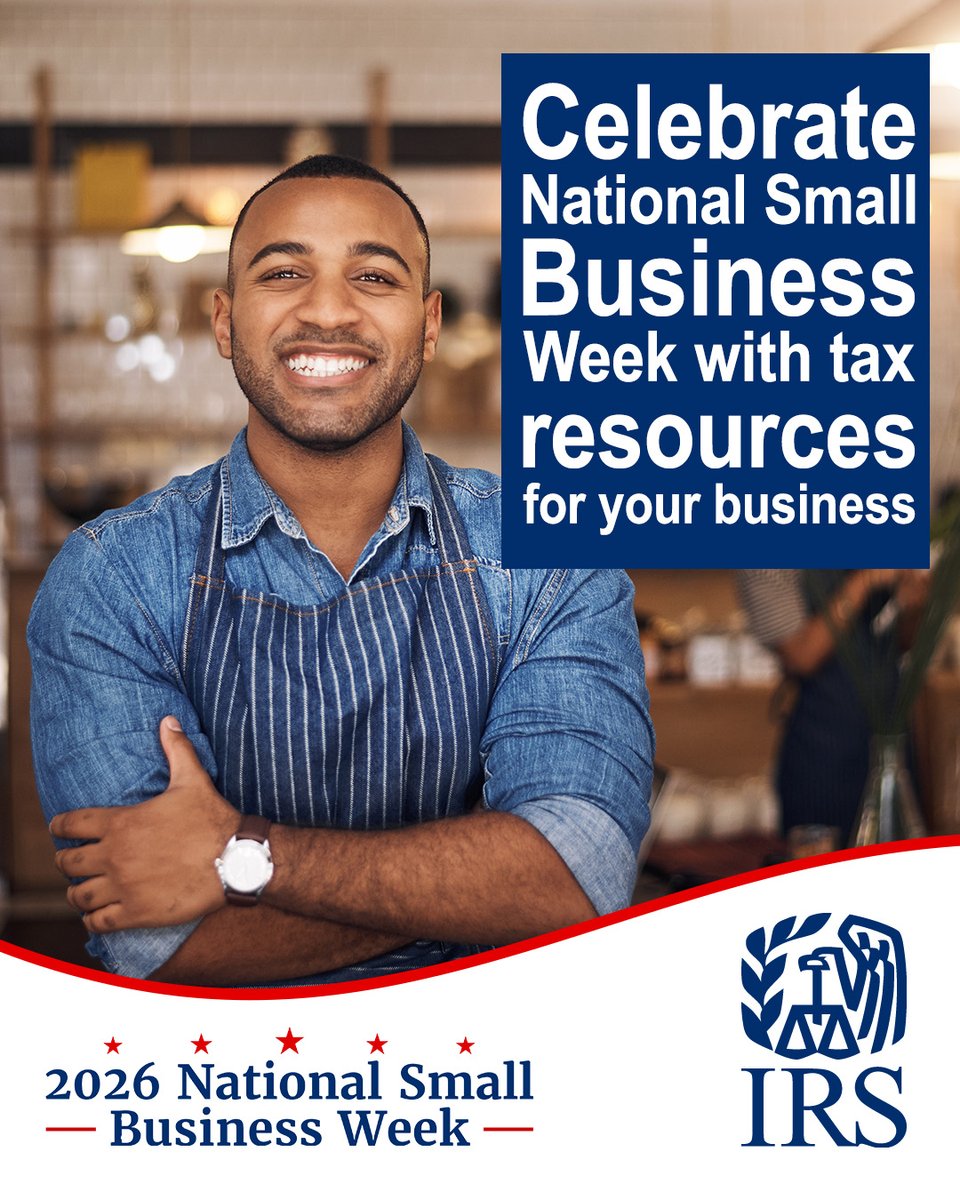 IRSsmallbiz's tweet image. It’s National Small Business Week! The #IRS is here to support your #Smallbiz with tax tools, resources and guidance year round. Find out more: irs.gov/smallbizweek #SmallBusinessWeek