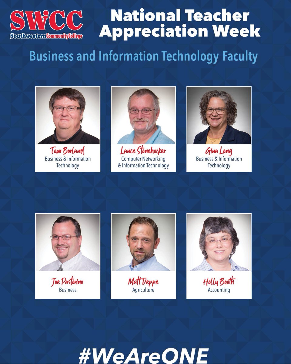 swcciowa's tweet image. Today we are honoring SWCC's Business and Information Technology faculty as part of National Teacher Appreciation Week! #WeAreONE