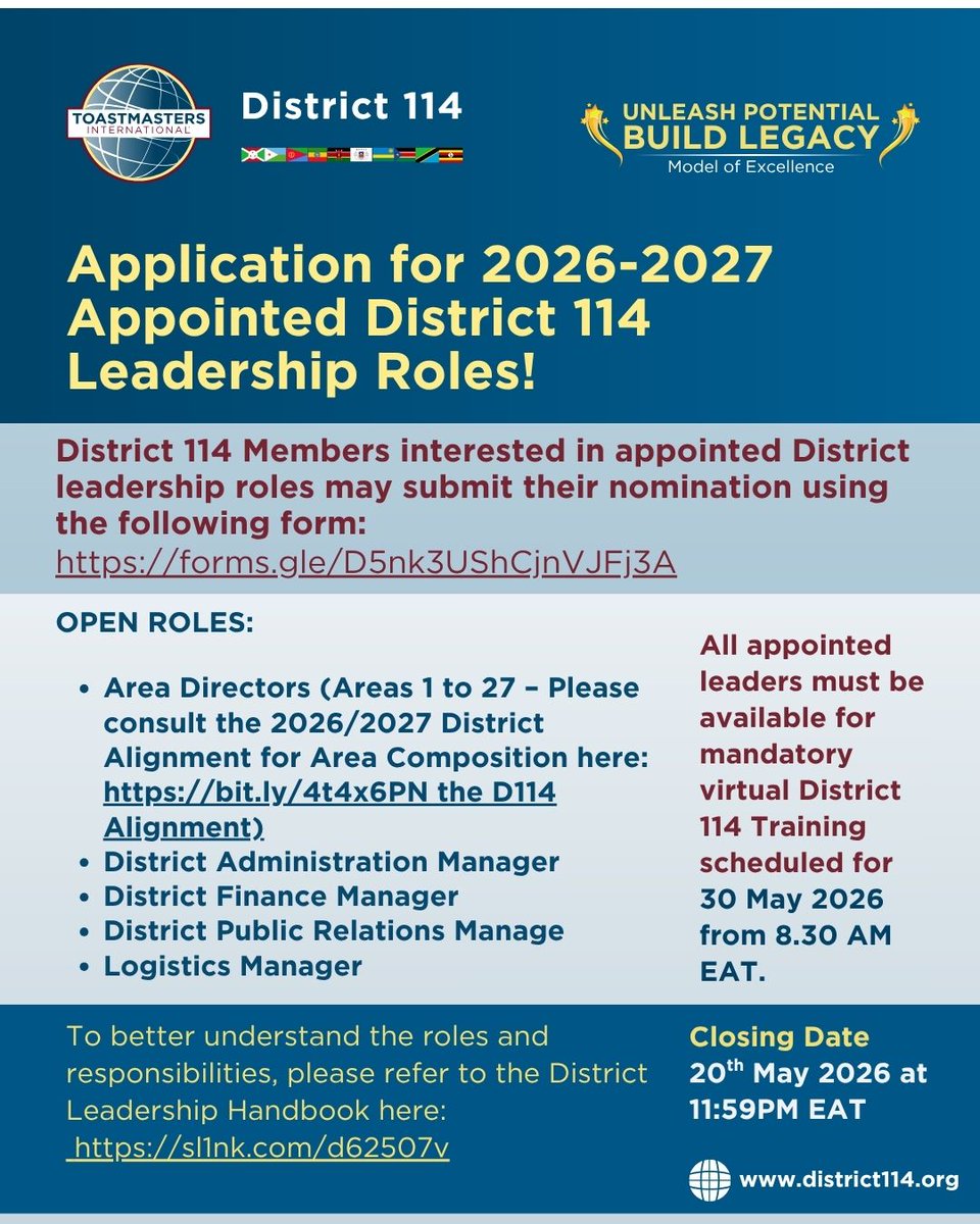 Toastmasters East Africa (District 114) tweet media