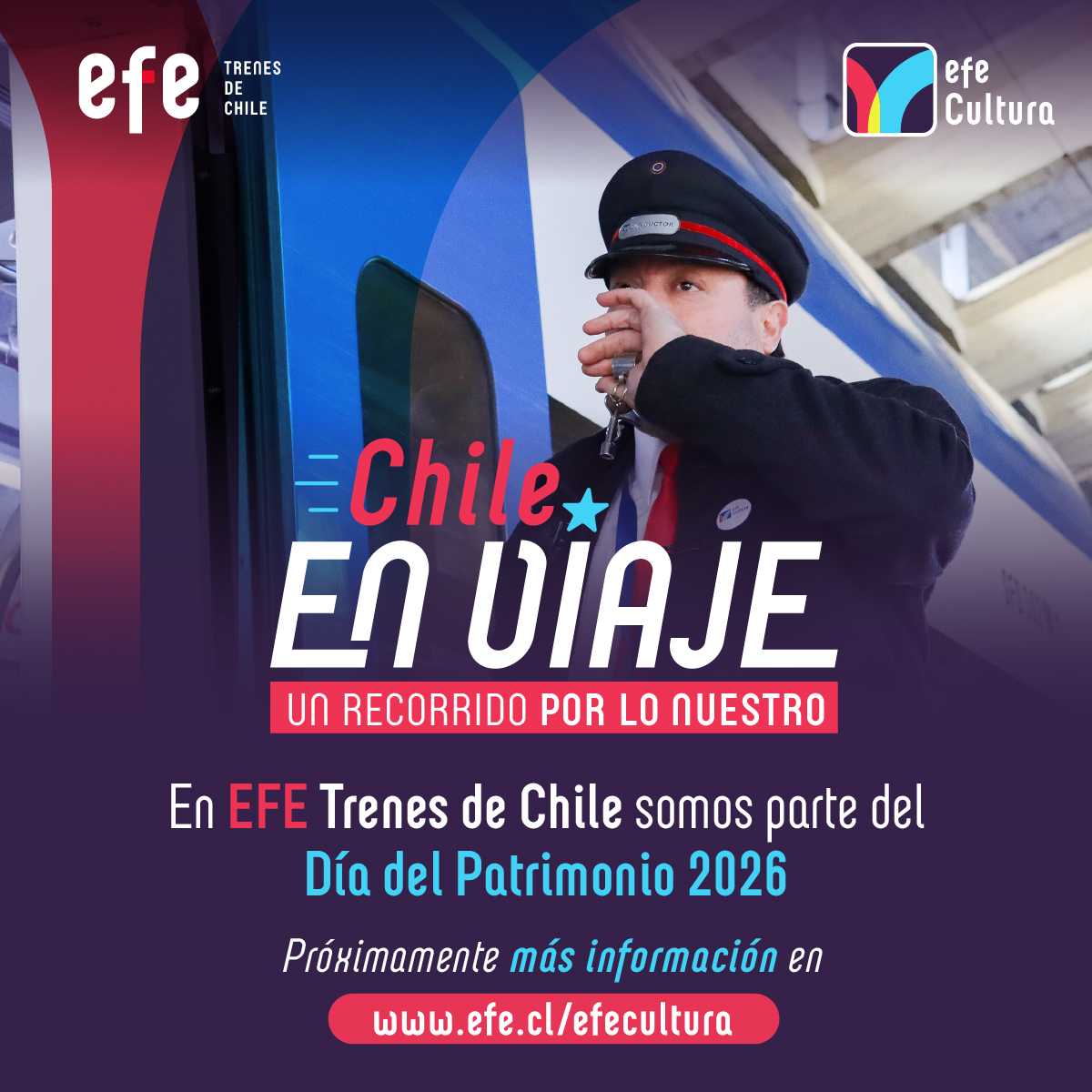 EFETrenesChile's tweet photo. En el marco del Día del Patrimonio y bajo el lema de “Chile En Viaje: recorrer y disfrutar lo nuestro”, nos preparamos para abrir nuestras puertas con una serie de actividades para conocer y disfrutar del patrimonio ferroviario 🚉

¡Pronto más detalles en https://t.co/y0X07boU8k! https://t.co/TBeqeIEyC8