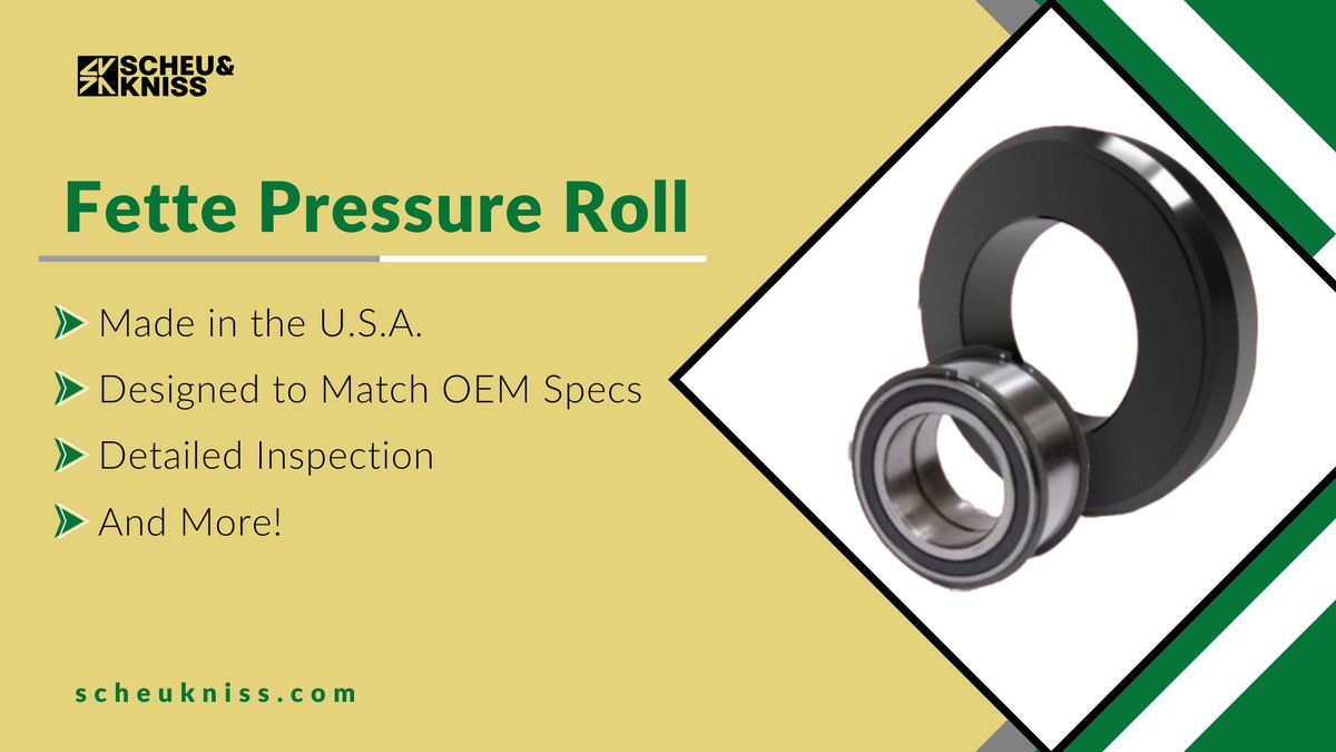 OperioGroup's tweet photo. Your press is only as good as its parts.

Fette pressure rolls built to OEM specs. Inspected. Made in the USA.

Upgrade before performance drops:
https://t.co/MhUAoIqVfe https://t.co/lanwSCM8p1
