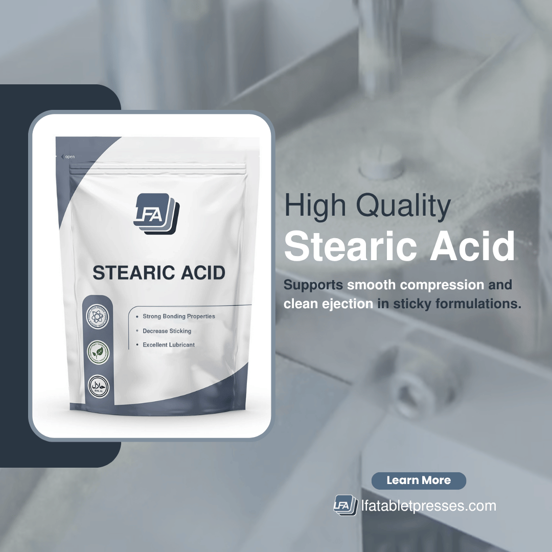 LFA_Machines's tweet photo. Sticking tablets? Poor ejection?

Stearic Acid helps improve flow, reduce friction, and protect your process.

Fix it before your next batch:
https://t.co/DoPkicPvEi https://t.co/jdnPHP5tLG