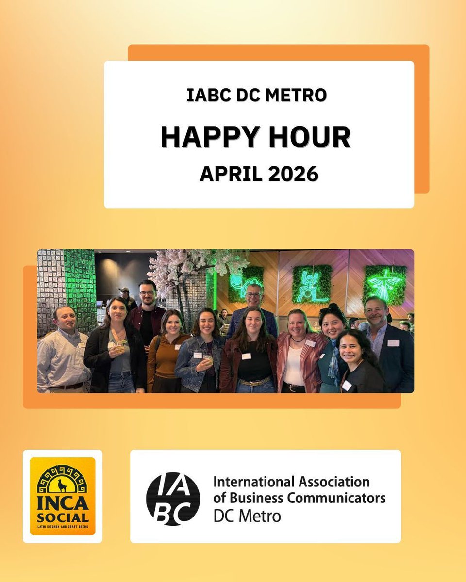 IABCDC's tweet photo. Thank you to all who attended last week’s IABC DC Metro Happy Hour at Inca Social in Arlington! 🙏

Our next happy hour is coming up soon, and details will be shared here on X. See you there!

#IABC #IABCDC #IABCUSRegion #IncaSocial https://t.co/YPwc11hJwz