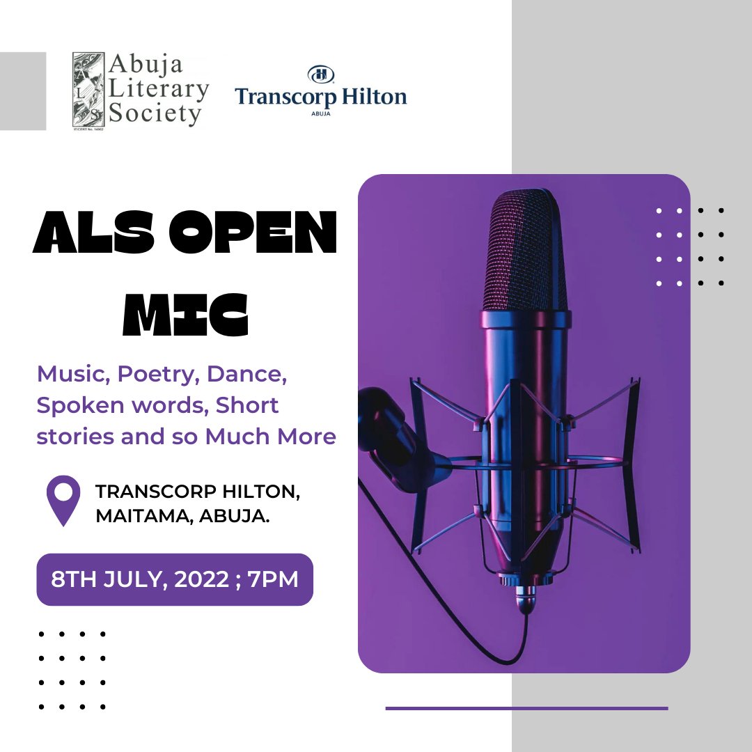AbujaLitSociety's tweet image. #ALS Open Mic+ by 7pm this Friday - mailchi.mp/ddf698081e77/a…