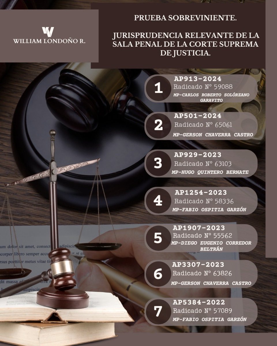 WilliamLond_R's tweet photo. 📌 | PRUEBA SOBREVINIENTE: Jurisprudencia Relevante ⚖️ https://t.co/hFpVYVkjBL