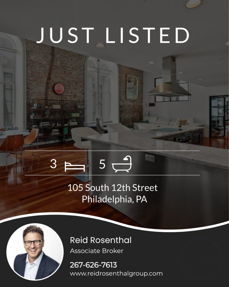 reidrosenthal1's tweet image. 3 bed | 5 bath
📍 105 South 12th Street, Philadelphia, PA

My latest listing on RateMyAgent.

...
#ratemyagent #realestate #toprealtor #philadelphia #mainline
