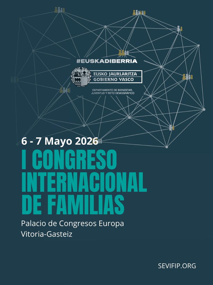 Nuestra socia Leticia Garcés participará en el I Congreso Internacional de Familias, un espacio para reflexionar sobre educación emocional y acompañamiento familiar.

📅 6 y 7 de mayo
📍 Vitoria-Gasteiz

🔗Más información e inscripciones: euskadi.eus/i-congreso-int…
#Familia