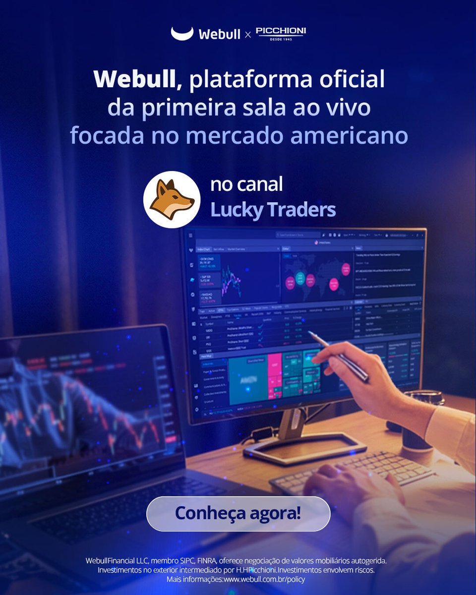 WebullBR's tweet photo. A Webull é a plataforma oficial da primeira sala ao vivo focada no mercado americano, no canal Lucky Traders.

Conheça agora e acompanhe ao vivo!

Link: https://t.co/Mz96uCAr2T

#salaaovivo #trader #webullbr #mercadoamericano #luckytraders #trading #daytrade https://t.co/y56YRtEKzy