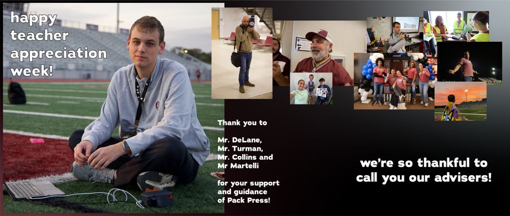 dhs_PackPress's tweet photo. It's National Thank a Teacher Day, and we’re sending a huge THANK YOU to our Faculty Advisers — the ones who keep everything on track, juggle deadlines, shoulder stress when it counts, and mentor the students who keep Pack Press going day after day.

#BTP | 📷: Various; 🎨 DeLane https://t.co/hZ1ytC4goj