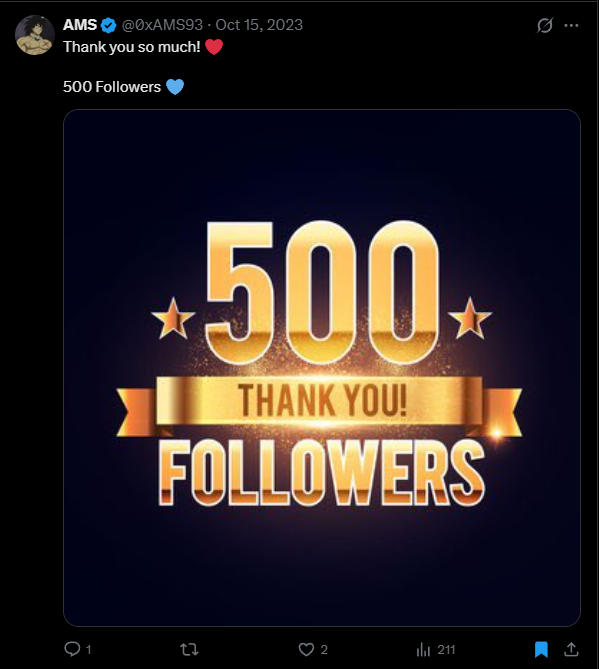 0xAMS93's tweet image. My all achievements ♥️

500 ✅ 
1000 ✅
2000 ✅
3000  ✅
4000 NEXT 🔥

#Followers