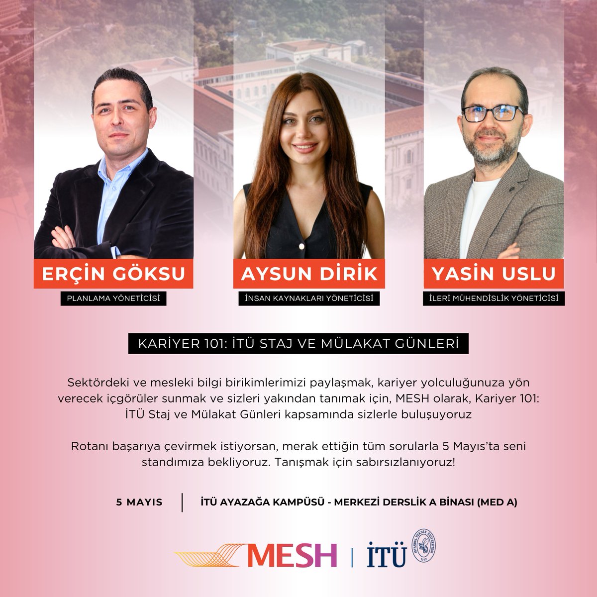 Mesh_Eng_Soft's tweet photo. 🚀 Biz de Varız!

Mesh Engineering &amp; Software Co. olarak, Kariyer 101: İTÜ Staj ve Mülakat Günleri kapsamında sizlerle buluşuyoruz!

✨ Rotanı başarıya çevirmek istiyorsan, merak ettiğin tüm sorularla 5 Mayıs’ta seni standımıza bekliyoruz. Tanışmak için sabırsızlanıyoruz!

#MESH https://t.co/mhrnt8ZPJD