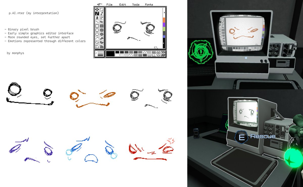 monphys's tweet image. My attempt to create a face design for p. AI.nter, since the original artist withdrew their work. 
 I rarely do this kind of things, but I tried to keep the design recognizable! @UrbanshadeRblx 

#pressure #zeal #painter