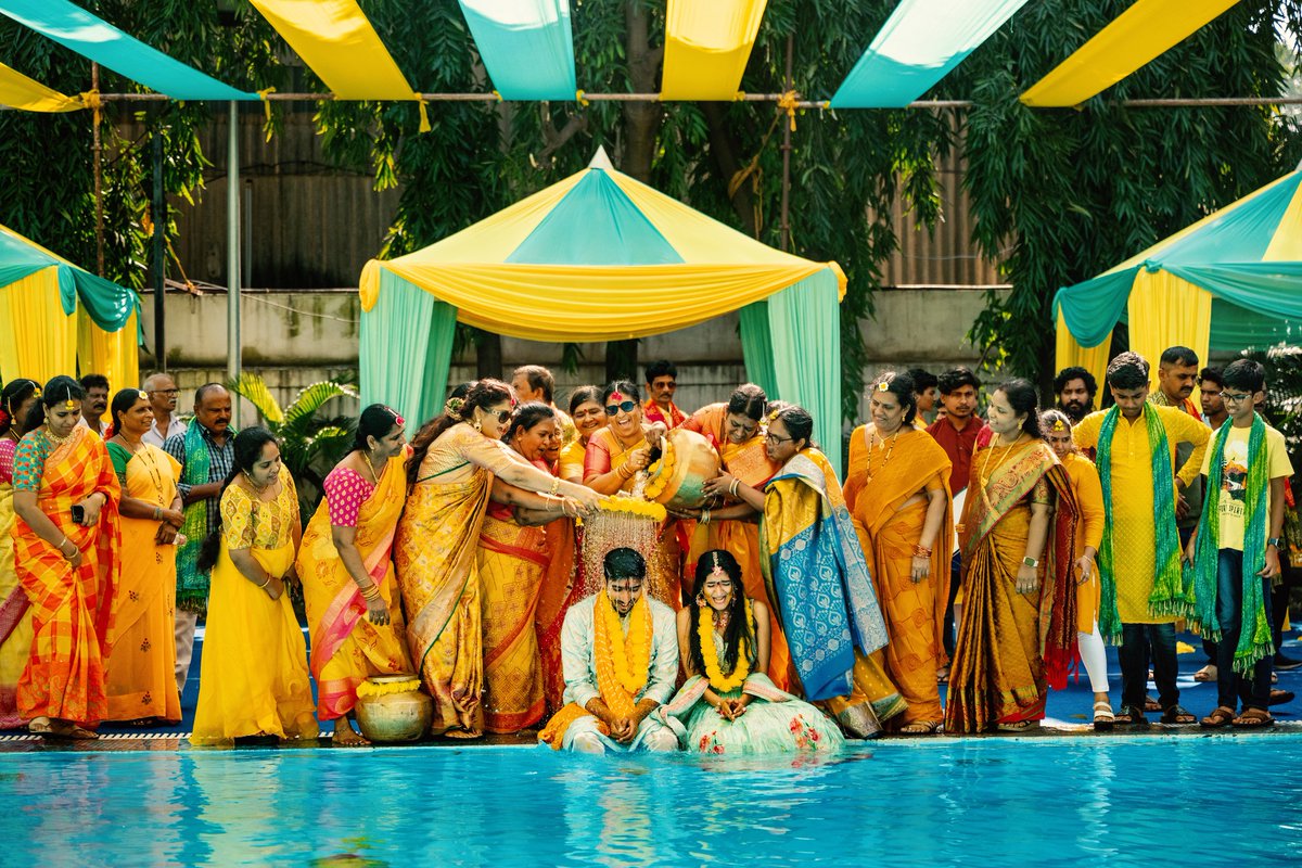 35mmArts's tweet photo. Amrutha &amp; Uttej’s haldi vibes 💛
A celebration full of joy, color &amp; unforgettable moments captured by 35mmArts – Best Wedding Photography in Vizag.
#BestWeddingPhotographyInVizag #HaldiCeremony #VizagWeddings #35mmArts #WeddingMoments https://t.co/3CSm6Gzb6A