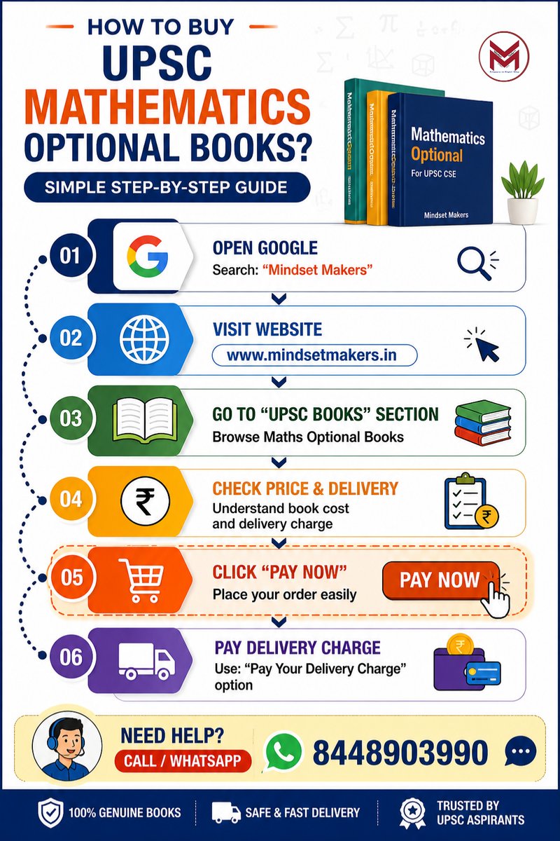 mindsetsmakers's tweet photo. UPSC Maths Optional Books — Now easy to order! 📚

#upsc #prelims2026 #electionresult2026  #RealChanakya https://t.co/uxkW7VIQaX