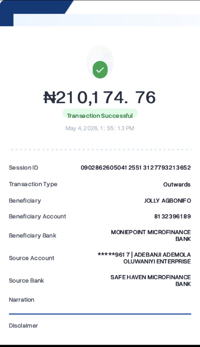Official_Jboy7's tweet photo. @SafeHavenBank Please can you please send this fund to my acc @moniepointng , please @officialEFCC @cenbank investigate this two bank https://t.co/iPNV02WfcW