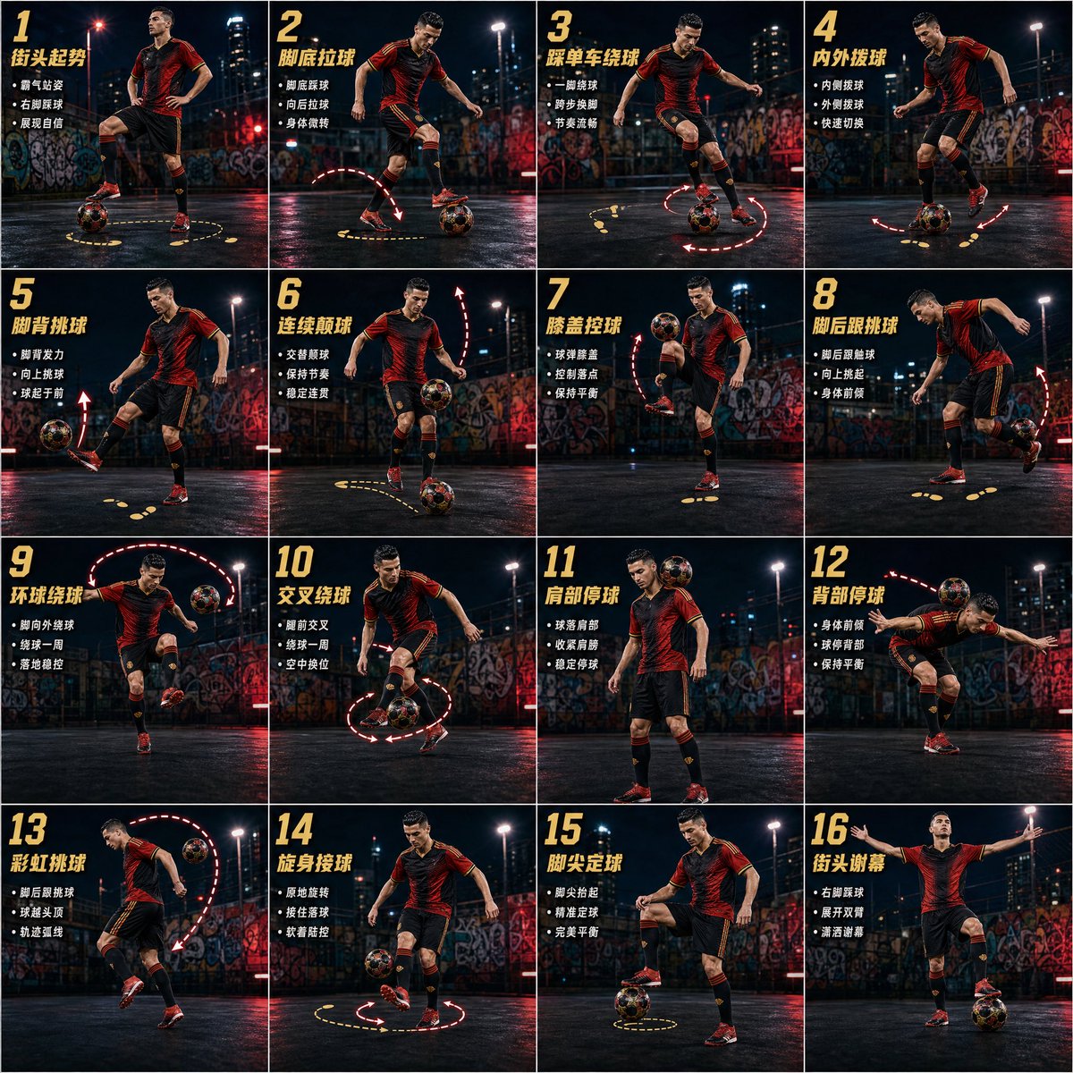 Freestyle Football 16-Step Action Poster