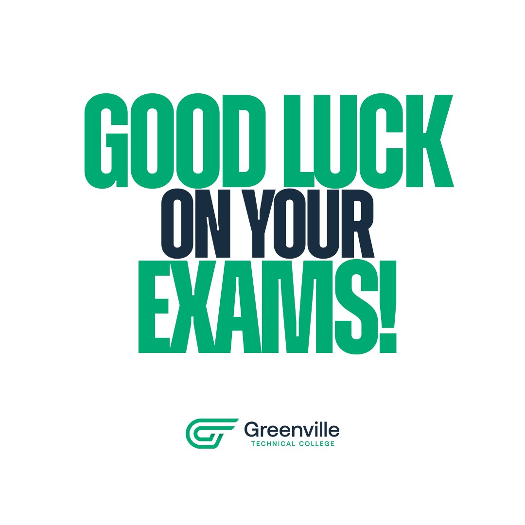 GreenvilleTech's tweet photo. Wishing you the best during exams. All that hard work is about to pay off. Let’s go, Greenville Tech! 💚 https://t.co/EatxpqWLIO