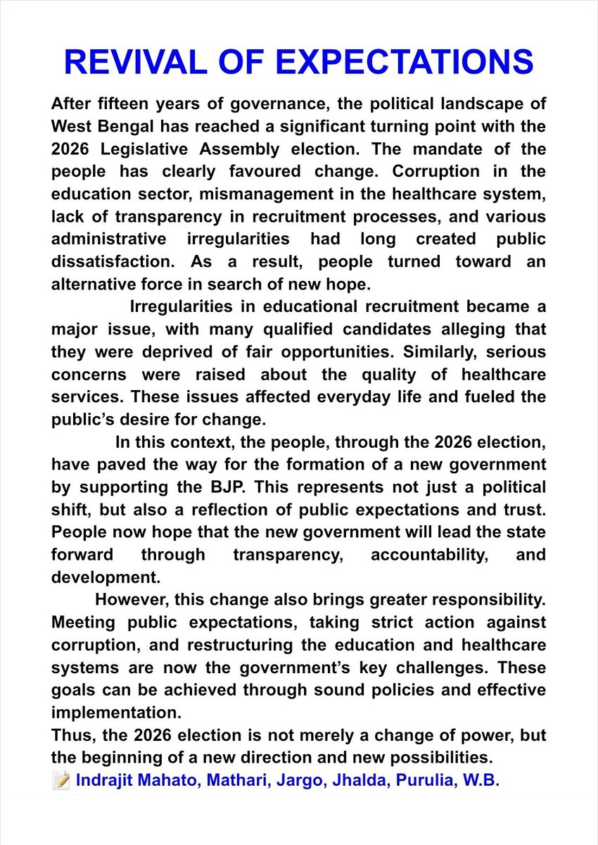 Indrajit87_'s tweet photo. Public mandate for "Restoration Of Expectations...!" https://t.co/SSkWCzqahF