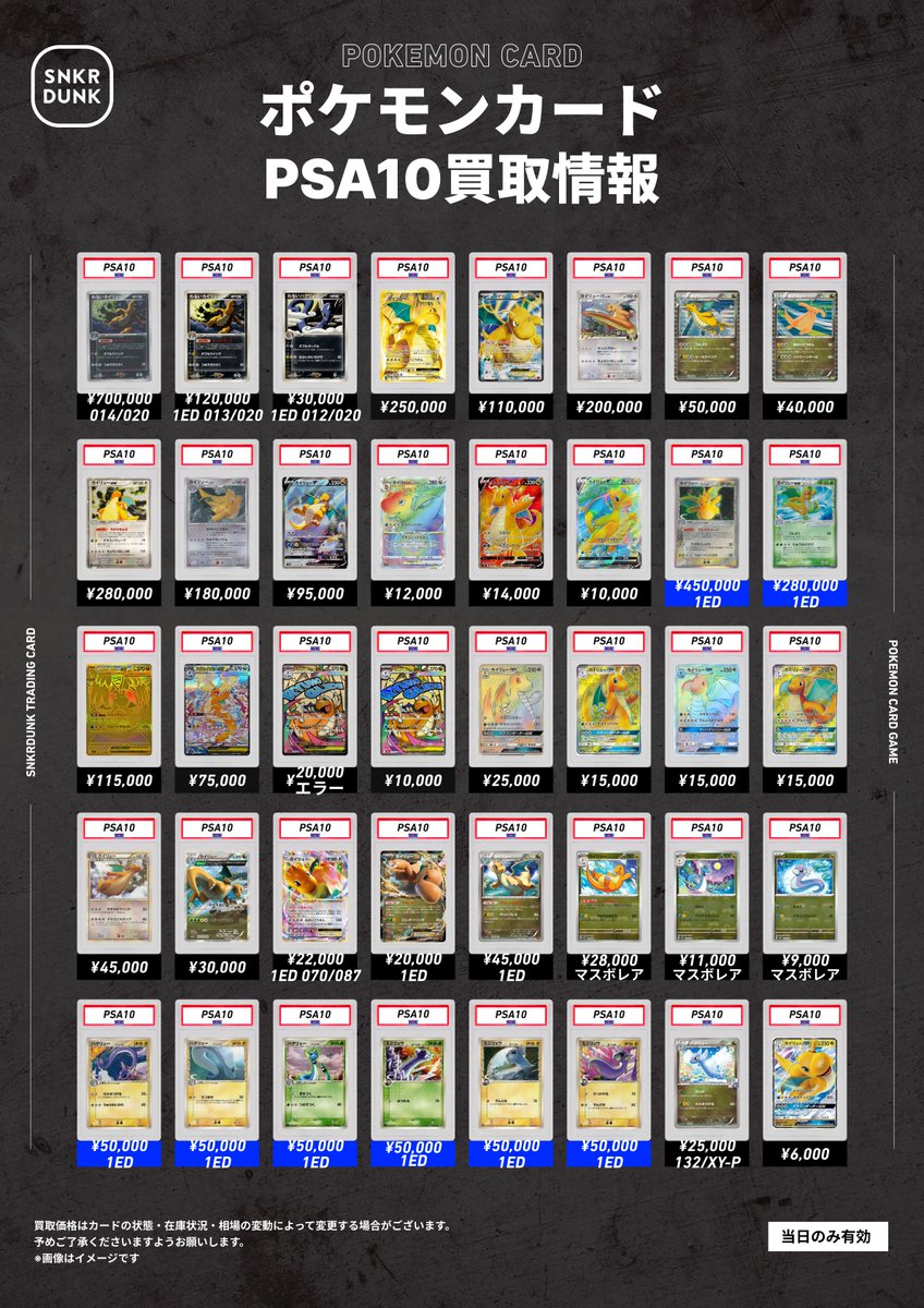 ⑯ポケカPSA カイリュー、カビゴン、ニャース、メタモン、色違い 全4枚