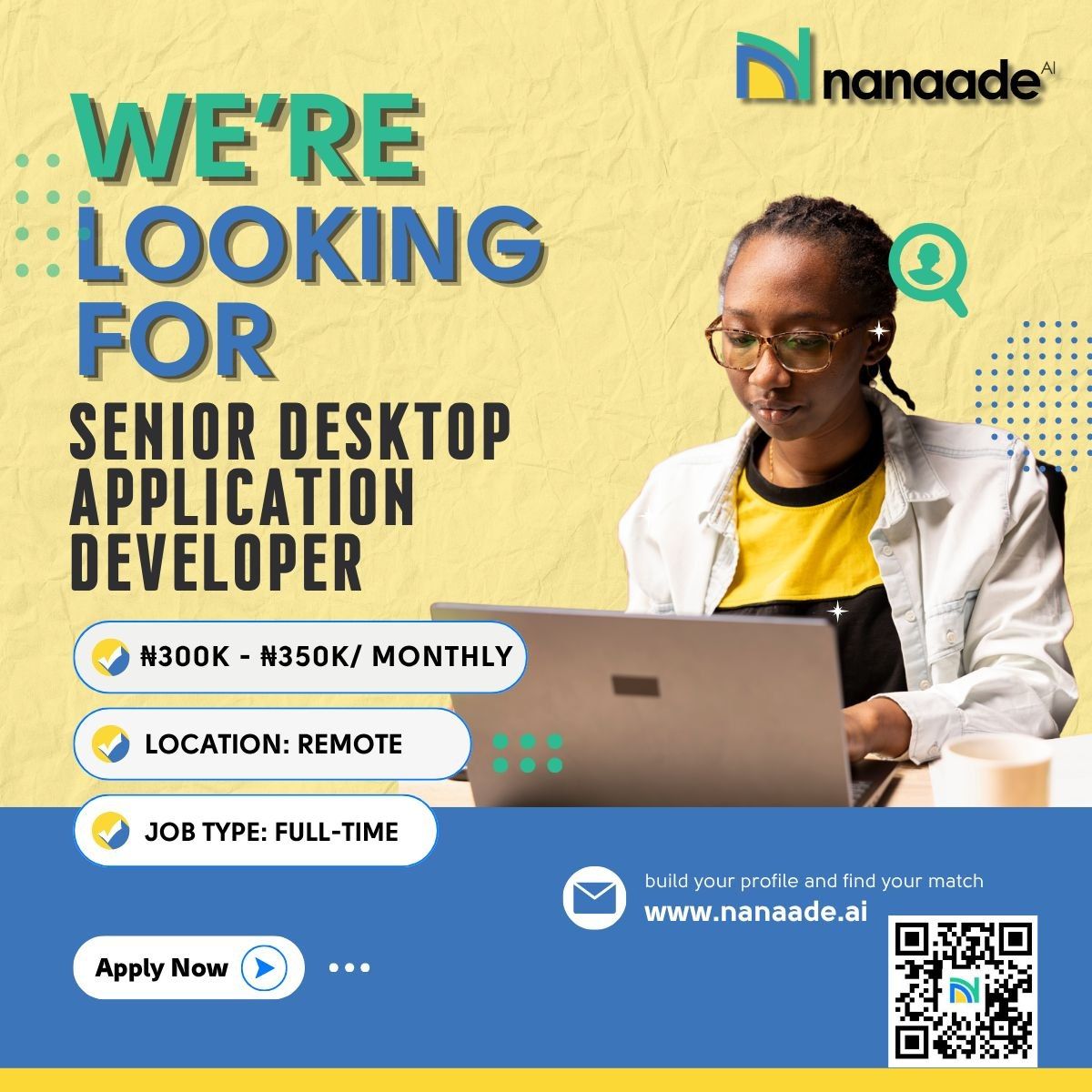 nanaade_AI's tweet photo. ➡️ We’re Hiring: Social Media Associate (Full-Time | Hybrid)
Ready to grow your career in digital marketing, content strategy, and social media management? Nanaade AI is connecting top talent with smart opportunities—and this could be yours:
- Role: Social Media Associate
- Location: Hybrid
- Salary: ₦300,000/month

➡️ Apply Now: Real Estate Sales Agent (Remote | Part-time | $30–$55/hour)

Do you have experience in sales, negotiation, and property analysis? Then this is the ideal role for you, connecting buyers to the right properties, close deals, and drive revenue in the fast-growing real estate market.

➡️ We’re Hiring: Senior Desktop Application Developer
In today’s digital world, businesses rely on robust desktop applications to manage operations, data, and performance—making skilled developers highly in demand.
- Location: Remote | Full-Time
- Salary: ₦300K – ₦350K Monthly

Unlike traditional job boards you're used to, https://t.co/luIe6BQP4p is the future of job search and hiring, making it your all-in-one platform, making hiring and job searching smarter:
🔹 Job Seekers: Get discovered for leadership roles based on your real performance and experience, not guesswork or connections.
🔹 Recruiters: Access AI-matched, prevetted, results-driven, high-performing professionals ready to deliver results.

Compared to other regular job platforms, Nanaade delivers a smarter, end-to-end hiring experience for both job-seekers and recruiters. Offering skills-based matching, CV optimization, and candidate readiness tools to ensure quality hires, not just applications. Get AI vetted jobs that fit your skills today on Nanaade! 

Apply now and experience the difference on Nanaade: https://t.co/TPnCr5VMXw⁠/job-seekers 

#RemoteJobsNigeria #Nanaade #AIRecruitment #DataAnalytics #HRTech #HiringNow #CareerGrowth #TalentMatching #DigitalJobs #RecruitmentNigeria #FutureOfWork #Developer #RealEstateCareers #RemoteWorkNigeria #AIHiring #NanaadeAI #PropertyMarket #SoftwareDeveloper #TechJobsNigeria #RemoteWorkNigeria #LagosJobs #CareerGrowth #HireSmarter #HiringNow #NanaadeAI #SocialMediaJobs #DigitalMarketingJobs #SEO #ContentMarketing #Marketing #GTMStrategy #B2BMarketing #GrowthMarketing #DigitalMarketingJobs #Posts