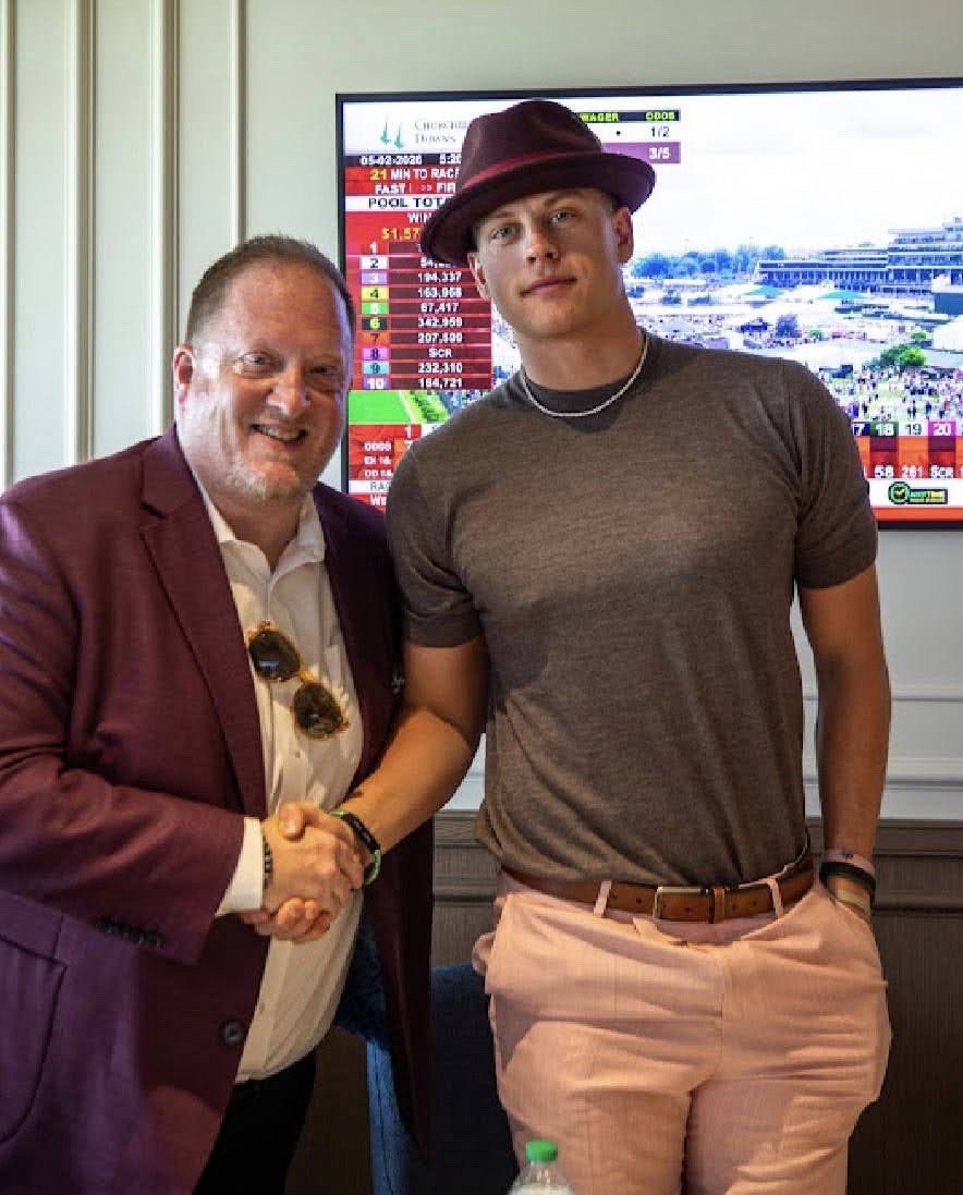 Jennife45487237's tweet image. Joe Burrow at the 152nd Annual Kentucky Derby on Saturday, May 2nd, 2026. #Bengals #RuleTheJungle #WhoDey