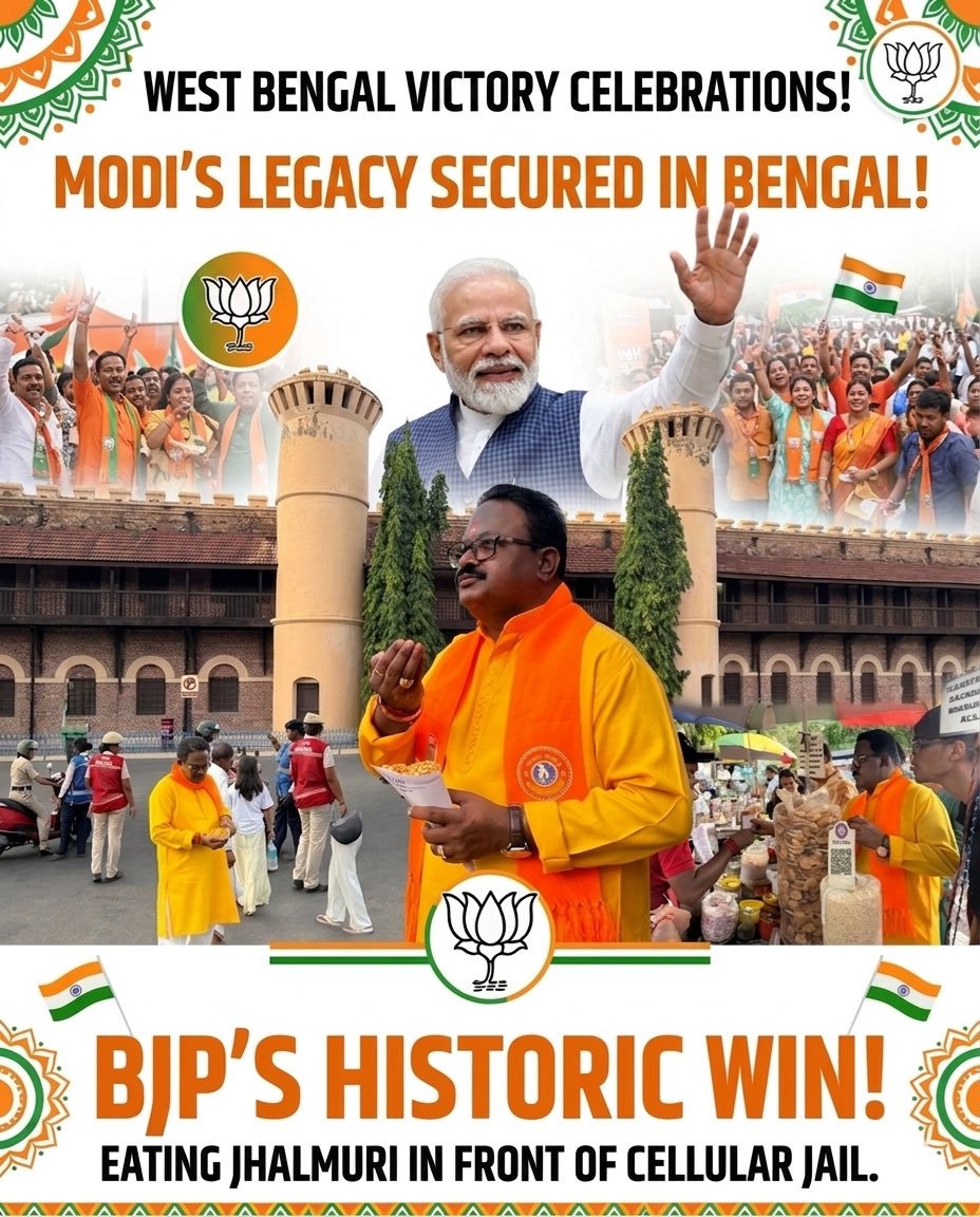 Ramdas_bjp's tweet photo. सेल्युलर जेल गवाह है — जब इरादे मज़बूत हों, तो इतिहास बदलता है 💪🇮🇳
पश्चिम बंगाल में नई सोच की जीत और झाल मुरी — आज का जश्न कुछ खास है 

#electionresult2026 #BJPSweepsBengal #andamanandnicobar #bjp #jhalmoori #newindia #bjp4india #बंगाल_का_रिजल्ट https://t.co/szWXxXvGna