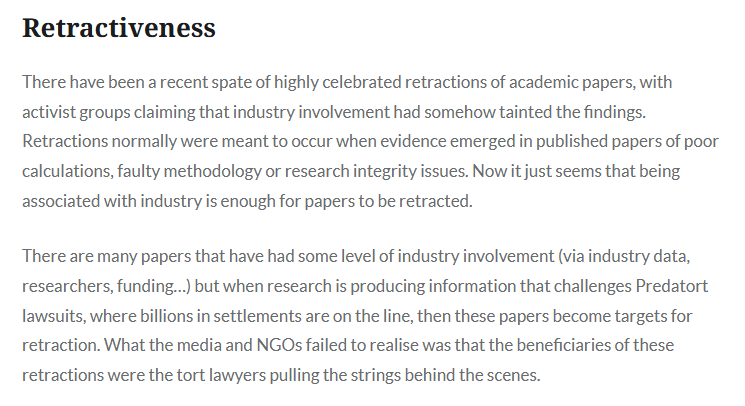 zaruk's tweet photo. Behind many high profile academic paper retractions, we find the litigation industry pulling the strings.
What if the papers supporting Predatort interests were retracted following the same standards.
My latest explains why such integrity isn't possible.
https://t.co/FKRJ1Jxups https://t.co/2cM3fv6jft