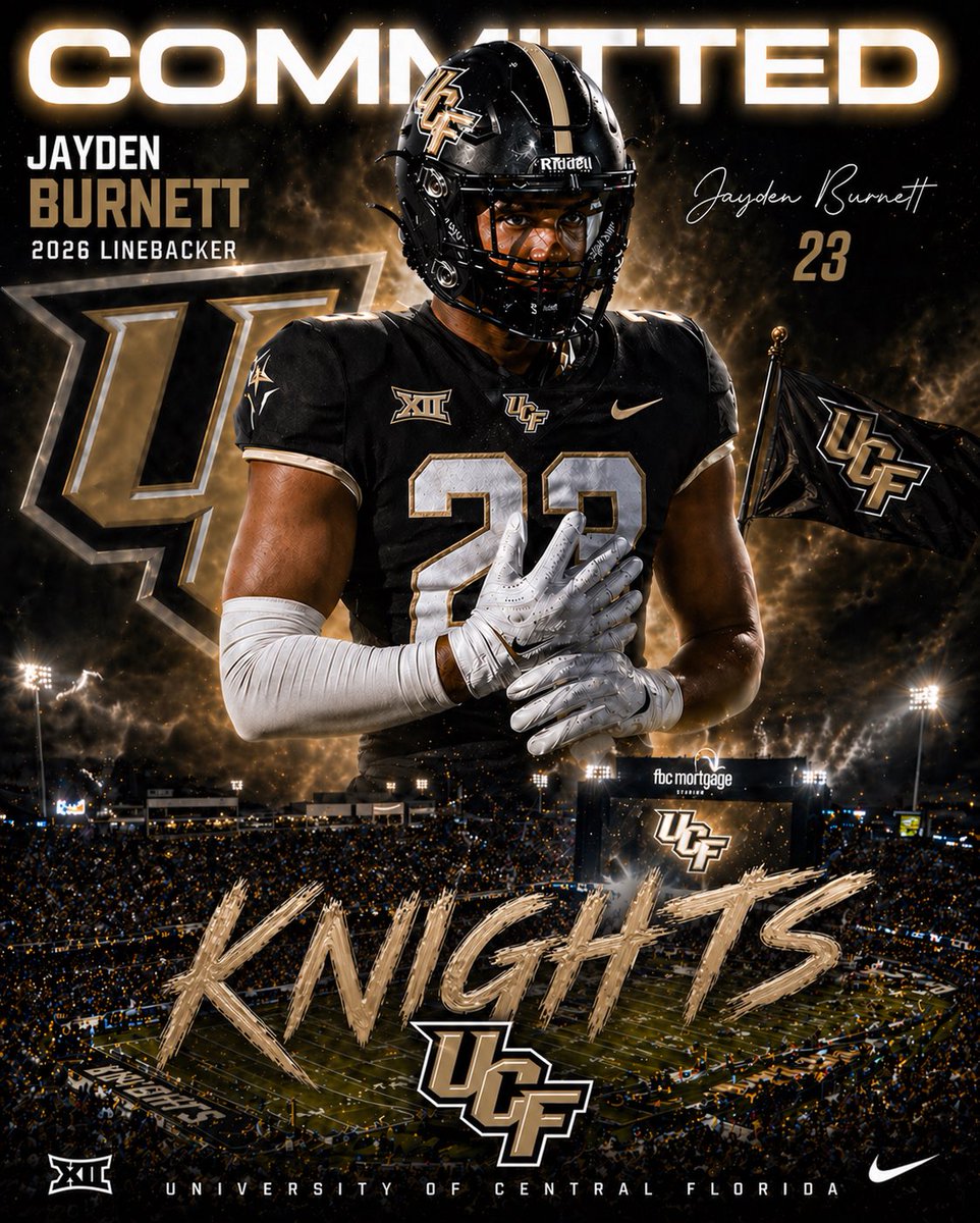 Jayden_Burnett2's tweet image. Very exited for my commitment to The UCF Knights⚔️ #home #AGTG Special thanks to my coaches for all their hard work. @JaredClark2
@CoachJonHaskins @Coach_Brady
@Mooney_FB @UCF_Recruiting @UCF_Football @Callaghan_UCF @247Sports @Rivals