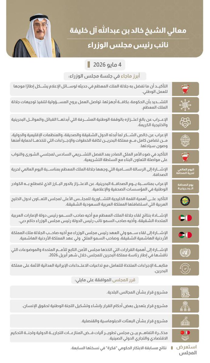 BahrainPMO's tweet photo. معالي نائب رئيس مجلس الوزراء يترأس جلسة مجلس الوزراء #البحرين #فريق_البحرين https://t.co/myzmZWqy3u