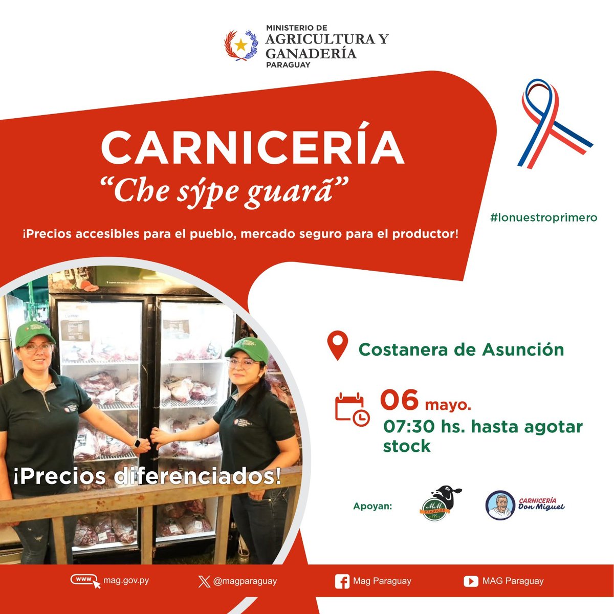 magparaguay's tweet photo. 🥩🐄 Segunda edición de ofertas en carnes vacunas con miras al día de la madre

📍Este próximo miércoles 6 de mayo, te esperamos en la Costanera de Asunción desde las 07:30 horas. Se extenderá hasta agotar el stock disponible.

Conocé más detalles👉🏼 https://t.co/CFjlmCjDhA https://t.co/8eNobrqtph