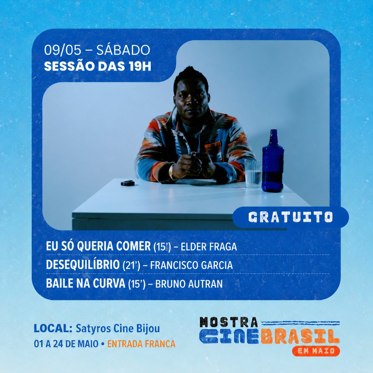 🎬 *CONVITE ESPECIAL*
Nosso filme *"EU SÓ QUERIA COMER"* está oficialmente na programação da *MOSTRA CINE BRASIL*! Dentro Satyros Cine Bijou.
Roteiro e direção: Elder Fraga
Filmado na Alemanha, o projeto constrói um paralelo direto entre o racismo vivido na Europa e no Brasil