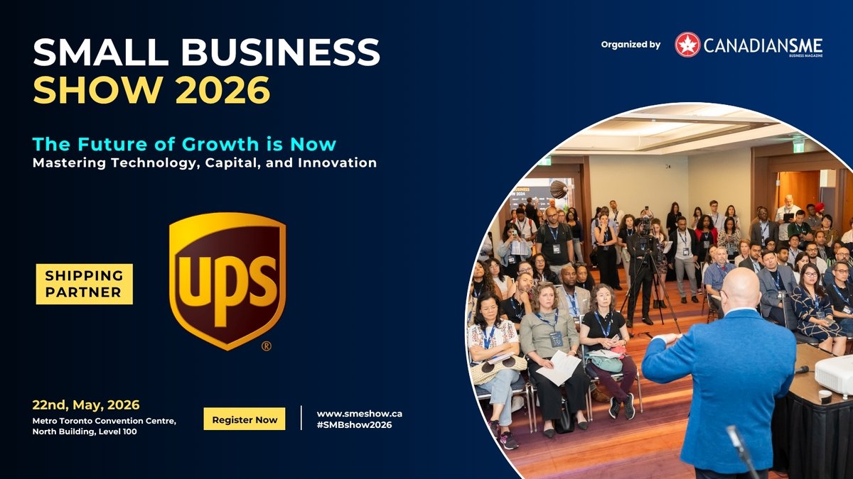 UPS_SmallBizCA's tweet image. Join us on May 22nd, 2026 at the Metro Toronto Convention Centre &amp;amp; be part of a day dedicated to empowering Canadian SMEs. 

👉 Register now at eventbrite.ca/e/the-small-bu…

#CanadianSME #SmallBusinessSupport #Entrepreneurship