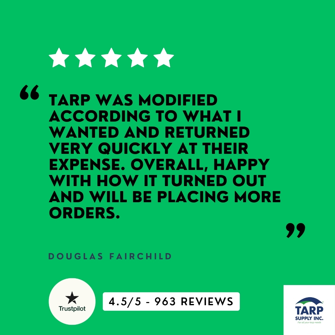 tarpsupplyinc's tweet image. Thank you, Douglas, for your 5-star Trustpilot review! We appreciate your support and are glad Tarp Supply Inc.® provided a great experience.

Share your review now!
Trustpilot: trustpilot.com/review/tarpsup…
Google: g.page/r/Ca1lRTa8dzeN…

#TrustPilot #GoogleReviews #TarpSupplyInc