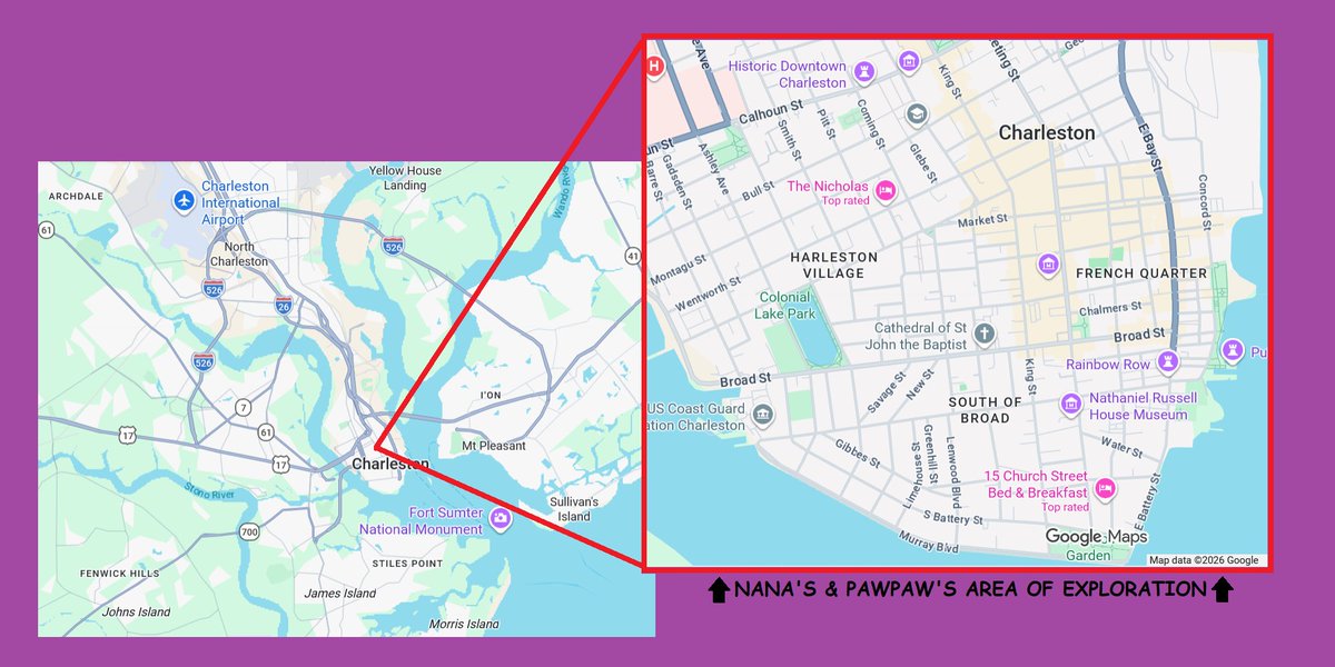 pawpaw_ray's tweet image. 🌴We will visit #Charleston, SC🌴

#Kids’ challenge:
Help PawPaw (disabled veteran) and NaNa (teacher) find good #restaurants:
⭐️Two “up-$cale” ($30-$50/meal)
⭐️Two BBQ!
⭐️Two Seafood!
⭐️Four reasonably priced! ($10-$20/meal)

@ExploreCHS