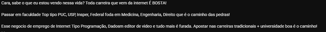 JuninCesar16y's tweet photo. Vi esse comentário esses dias pela internet. O que vocês que trabalham na internet acham disso? https://t.co/YZsMdUpK06