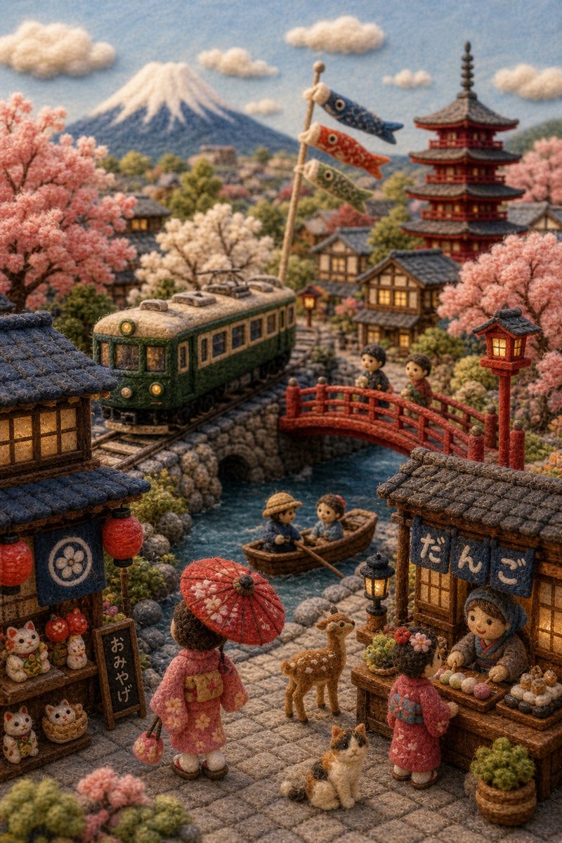 Felt Diorama of a Country's Landscape and Culture